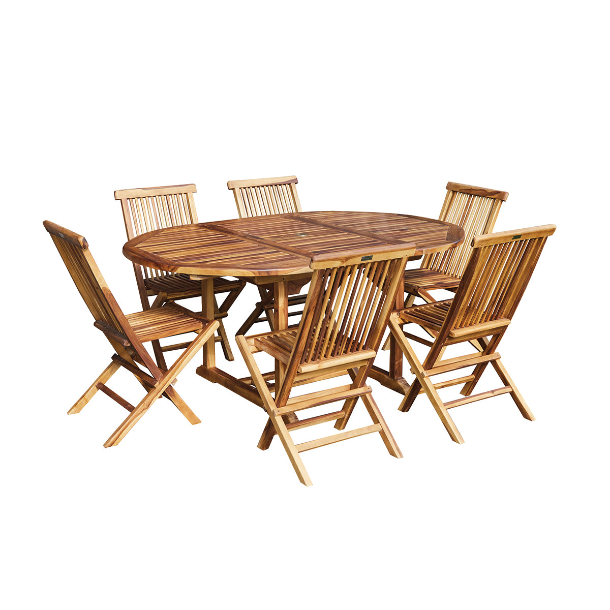 BALI - Set di mobili da giardino con tavolo allungabile in teak massello oliato 6/8 pers.