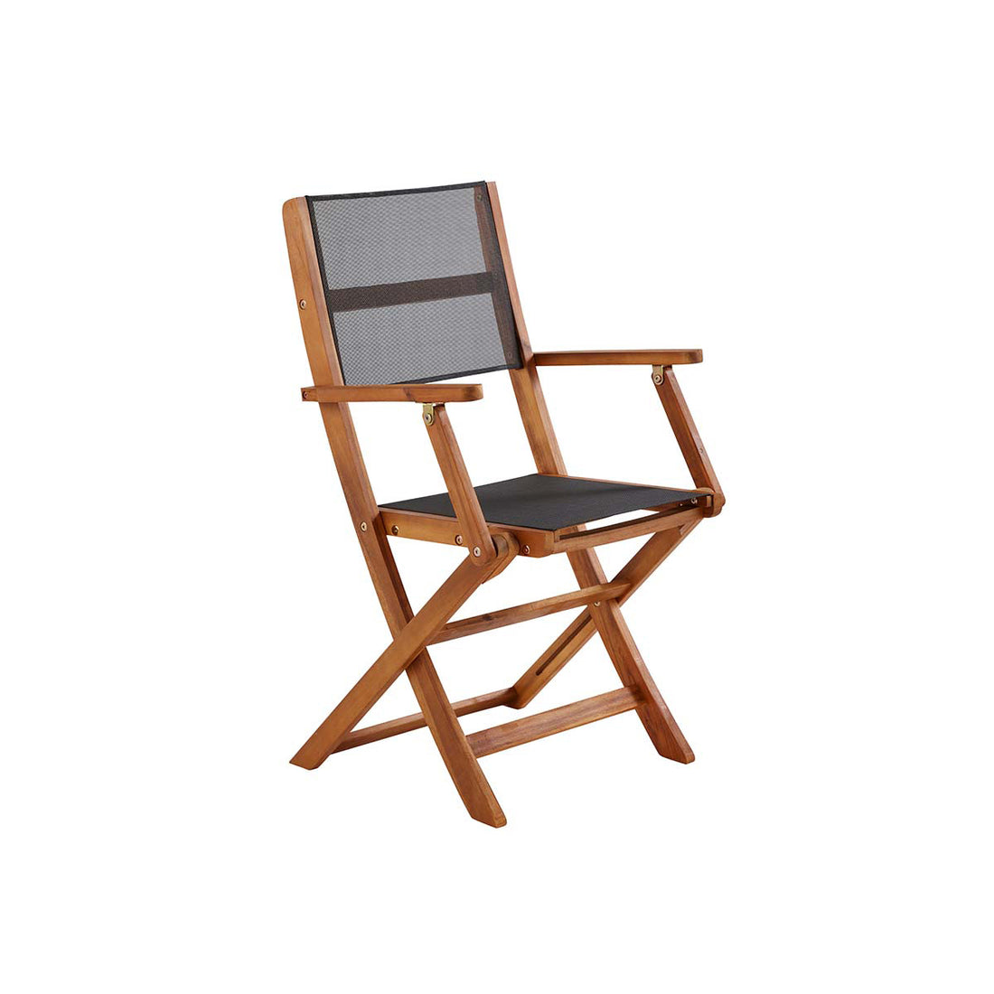 HANOÏ - Poltrona da giardino in acacia massello e textilene nero