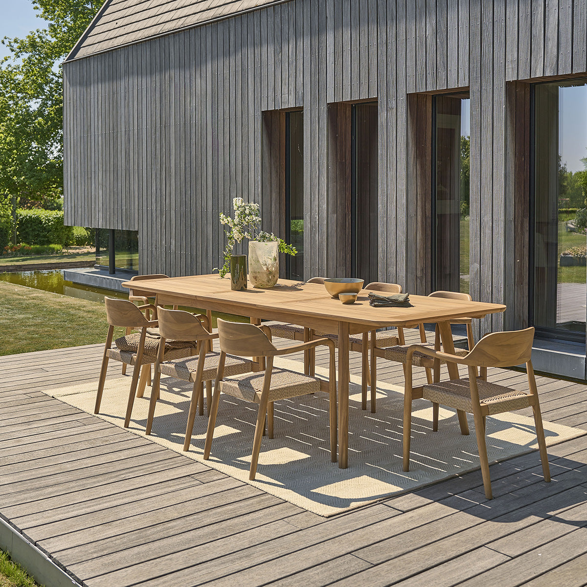 ALIZÉ - Set di mobili da giardino in teak massello con tavolo allungabile 6/8 pers.