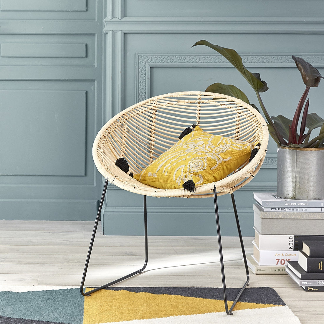 BOHEMA - Sedia in rattan e metallo