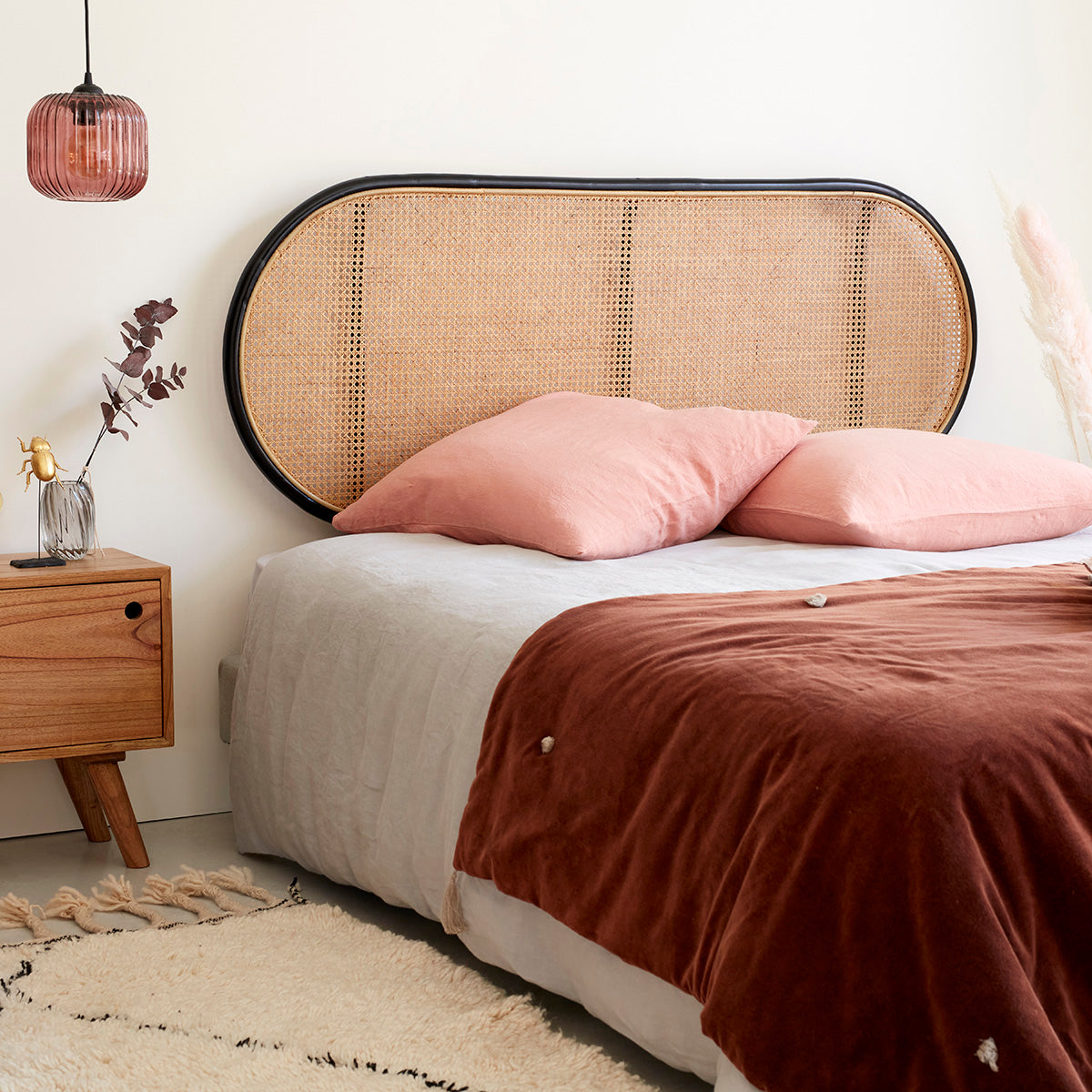 AVA - Testiera in cannage e rattan 160 cm