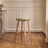 Sgabello da bar in teak massello con seduta in velluto a coste 75 cm
