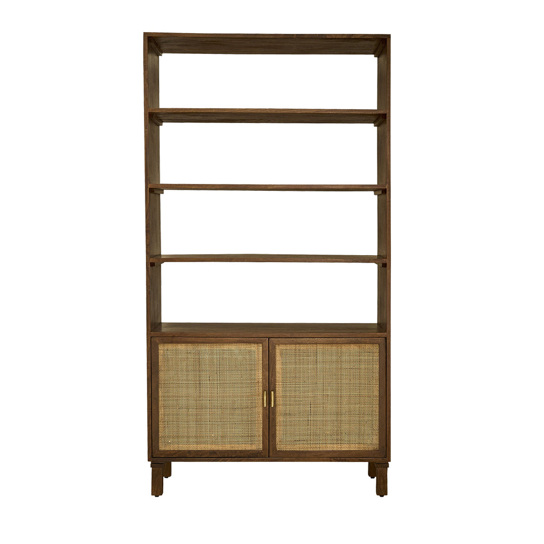 RAPHAEL - Libreria alta in mango e midollino finitura e noce, H 170 cm
