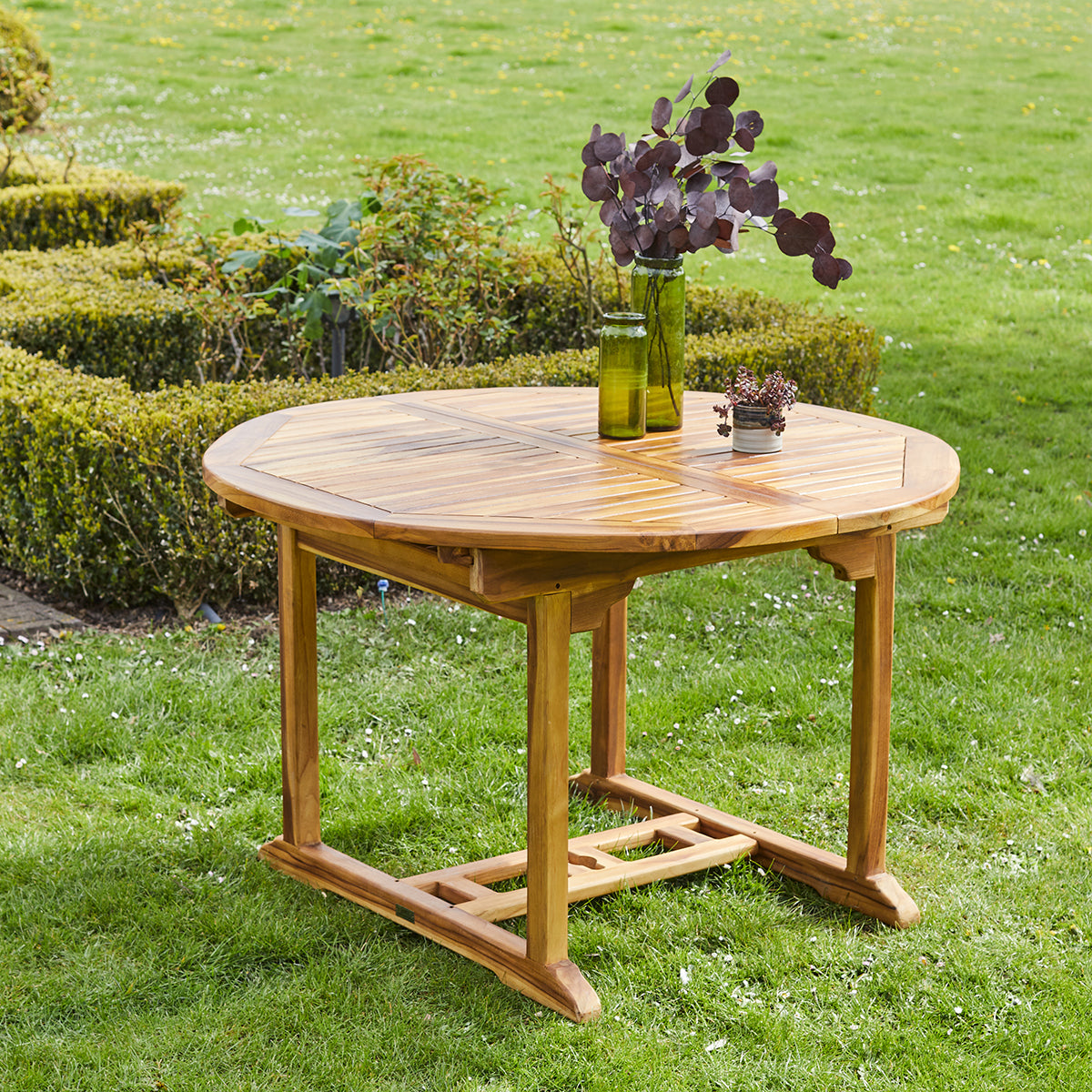 BALI - Set di mobili da giardino con tavolo allungabile in teak massello oliato 4/8 pers.