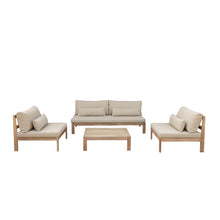 Set da giardino basso in teak massiccio color tortora