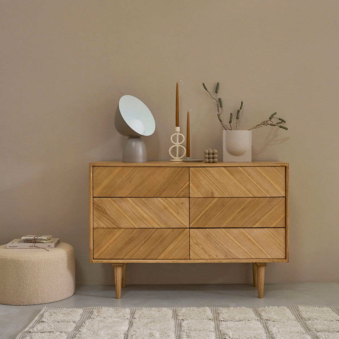 PACÔME - Cassettiera in mindi massello 120 cm