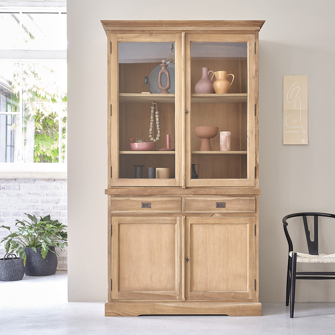 BOSTON - Vetrinetta in teak massello 120 cm