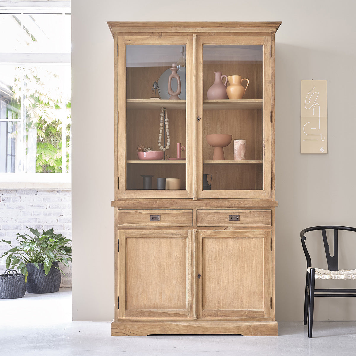 BOSTON - Vetrinetta in teak massello 120 cm