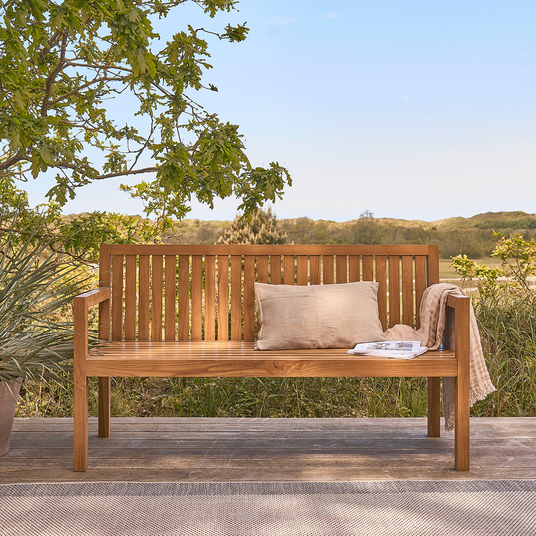 MALTE - Panchina da giardino in teak massello 160 cm