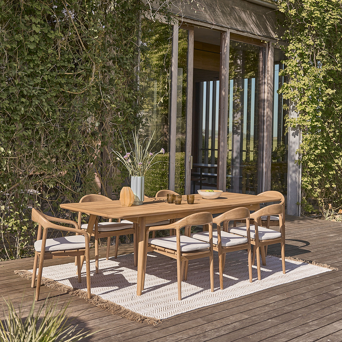 AUBE - Tavolo da giardino allungabile in teak massello 6/8 pers.