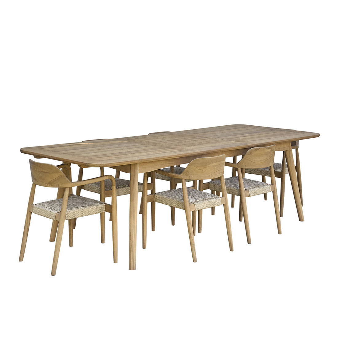 ALIZÉ - Set di mobili da giardino in teak massello con tavolo allungabile 6/8 pers.