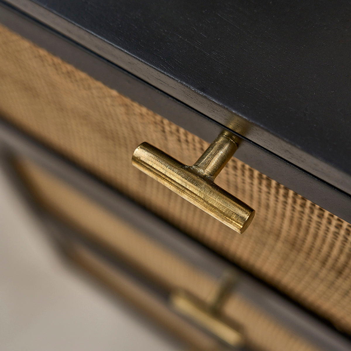 BLAISE - Cassettiera in mango massello e midollino nero 90 cm