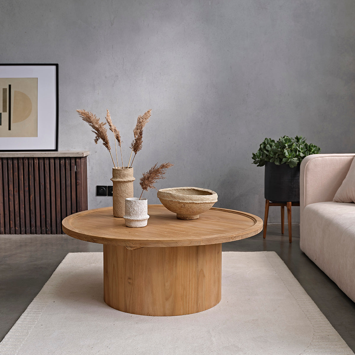 ALDO - Tavolino in teak massello Ø 100 cm