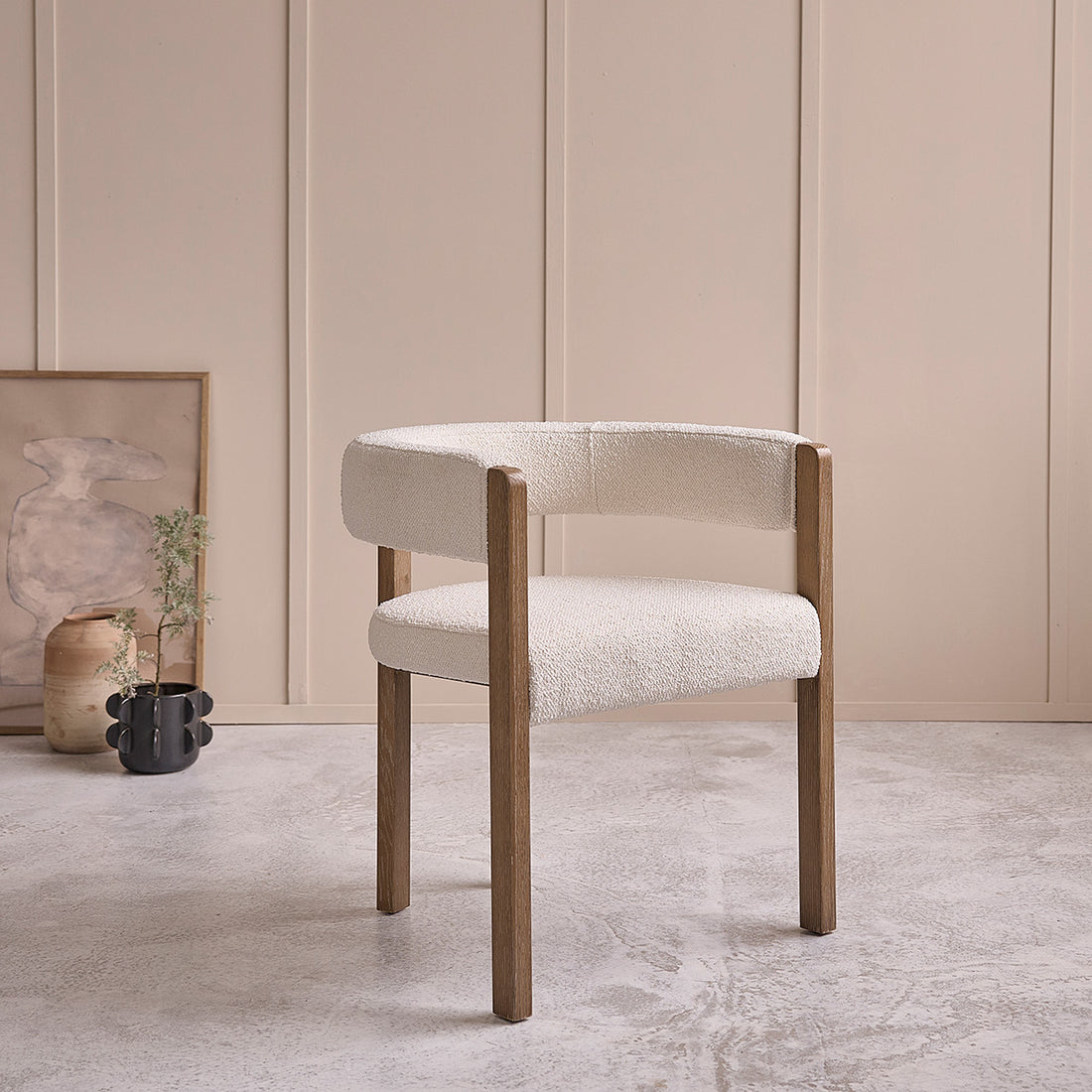 CLÉA - Sedia in rovere e tessuto bouclé