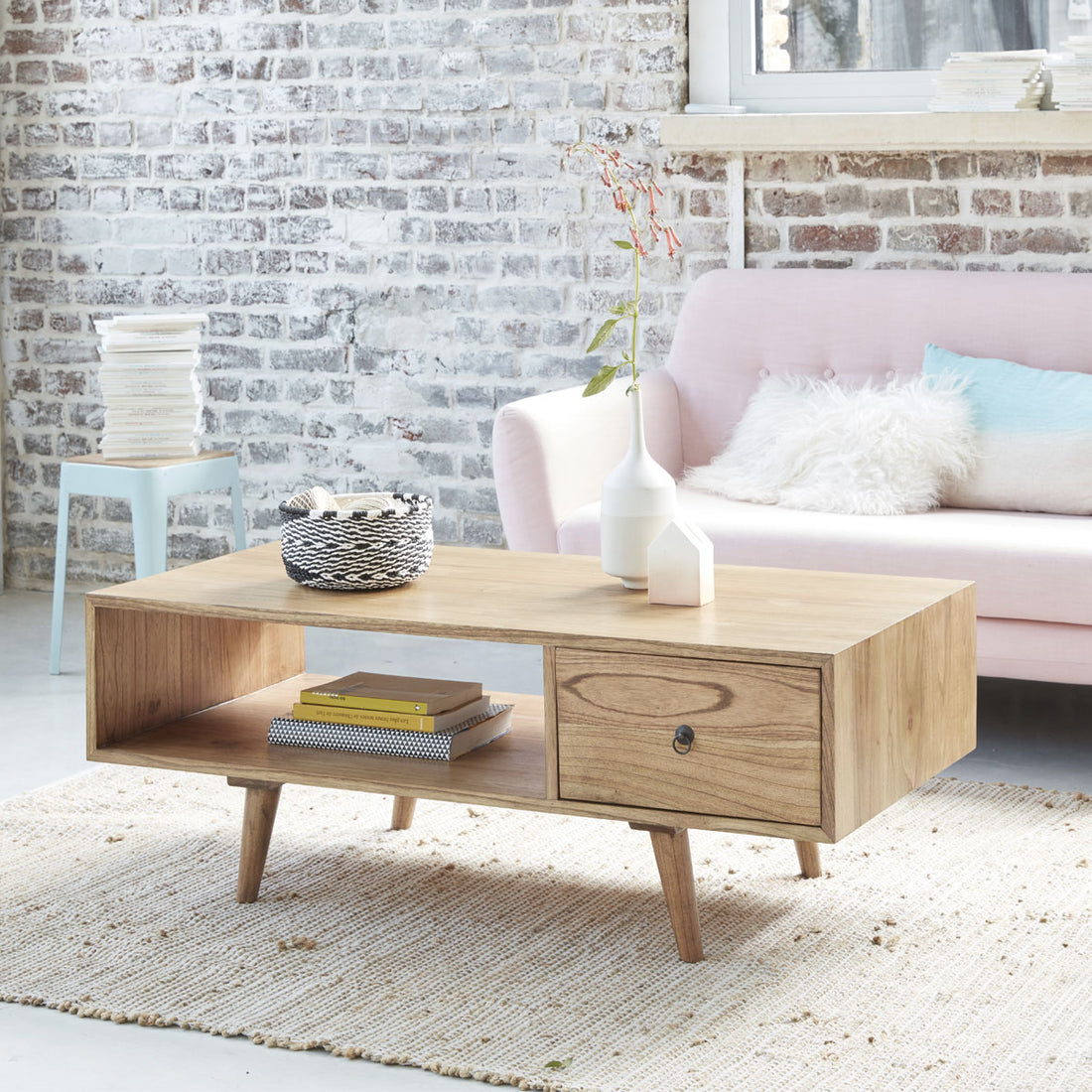 OSCAR - Tavolino in mindi massello 120 cm