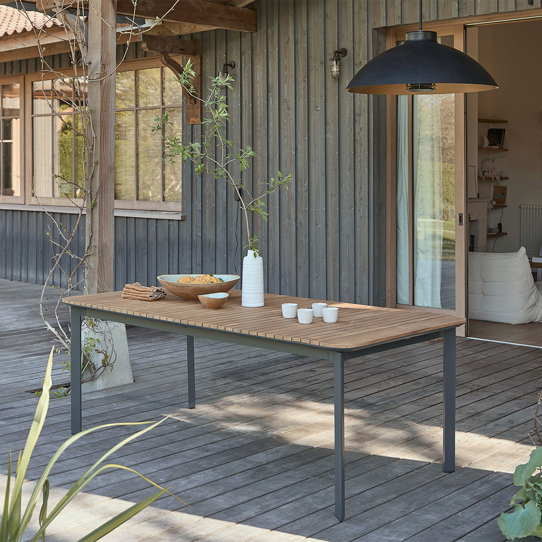 SIENA - Tavolo da giardino in teak massiccio e alluminio per 6/8 pers.