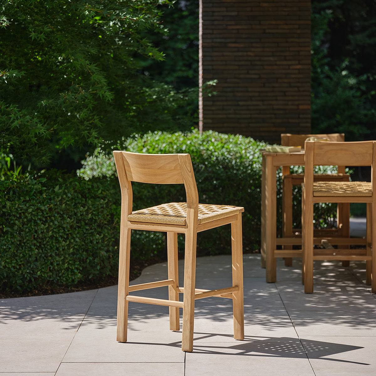 PIANA - Sedia da bar da giardino in teak massiccio di prima qualità