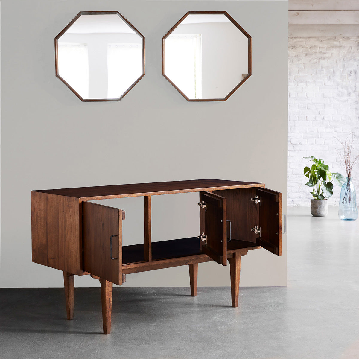 VINTAGE - Mobile bagno in mindi massello 135 cm doppio ripiano