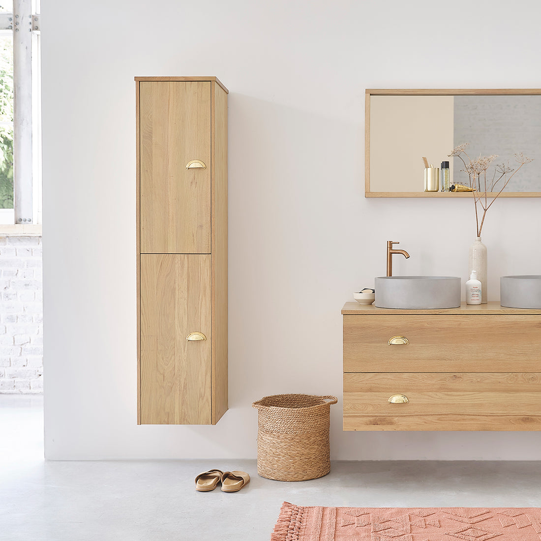 MAHAUT - Colonna bagno  in rovere massello 150 cm