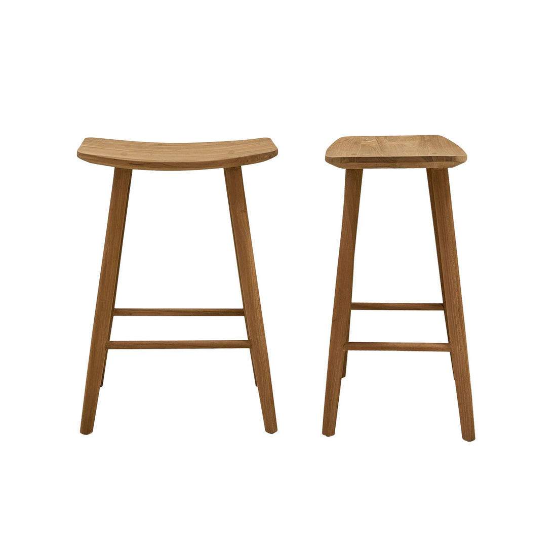 AMBRE - Set di 2 sgabelli da bar in teak massello 65 cm