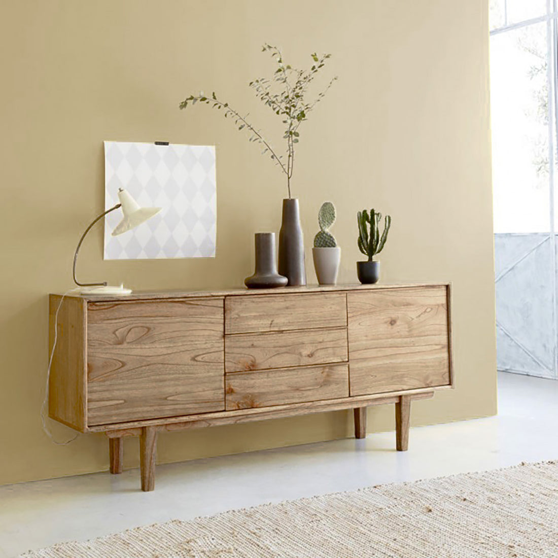 FIFTIES - Credenza in mindi massello 180 cm