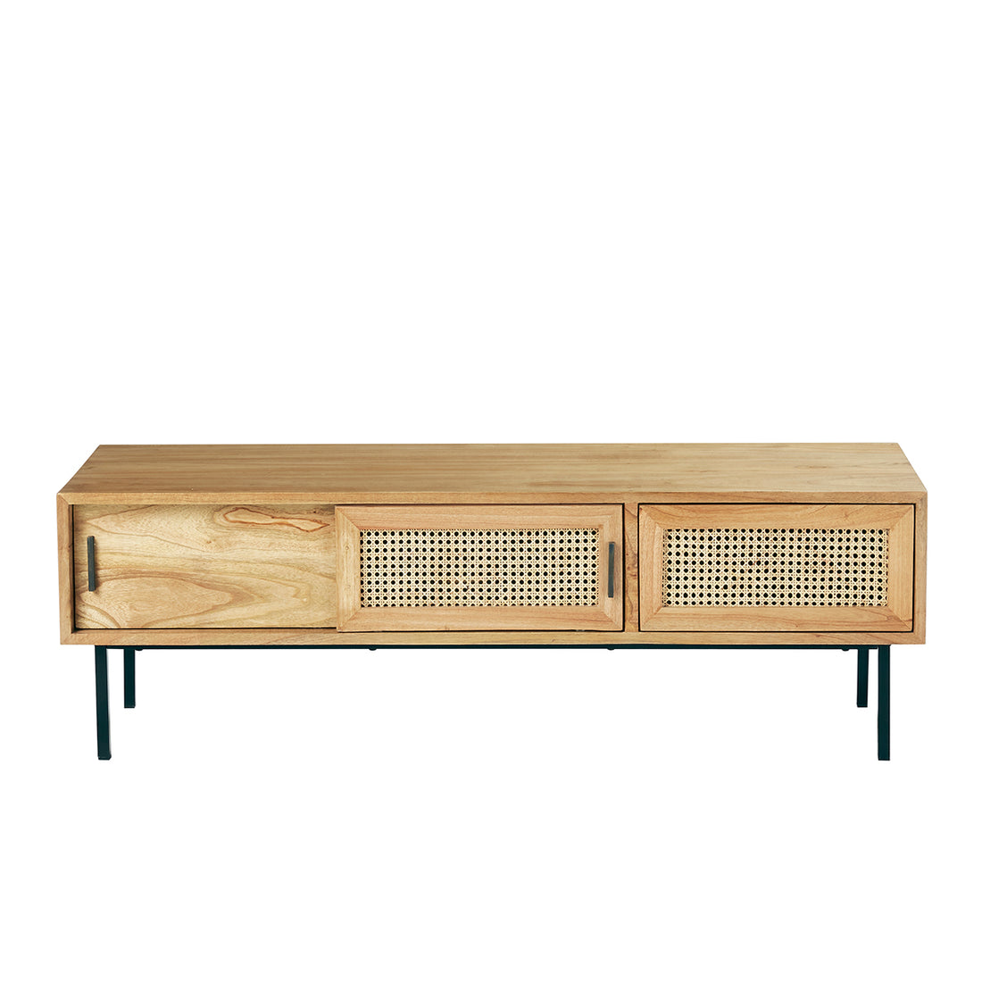 AUBIN - Mobile porta TV in mindi massello e cannage 140 cm