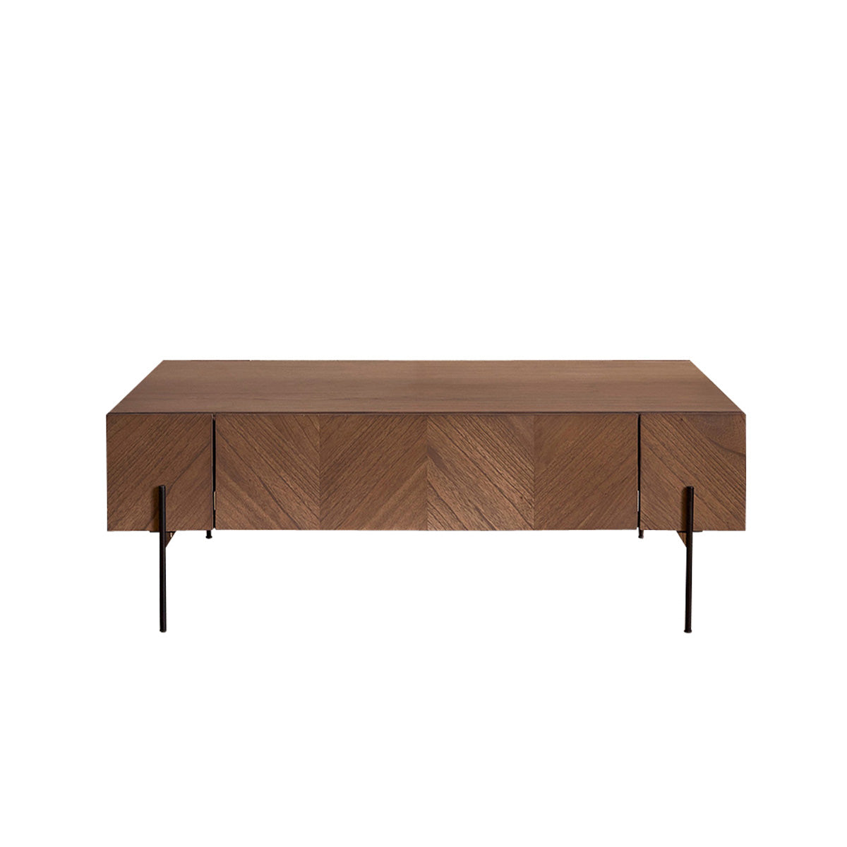 CALIX - Tavolino in mindi massello e metallo finitura noce 120 cm