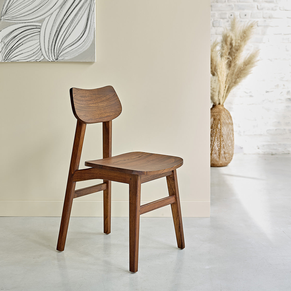 MILO - Set di 2 sedie in mindi massello finitura in noce