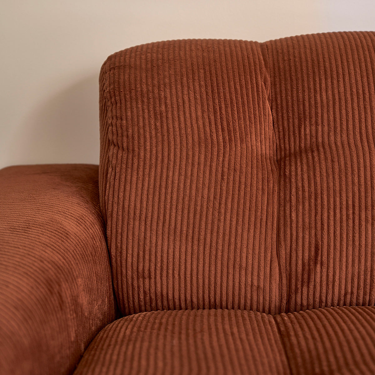 ALPHONSE - Divano diritto 4 posti in velluto a coste terracotta