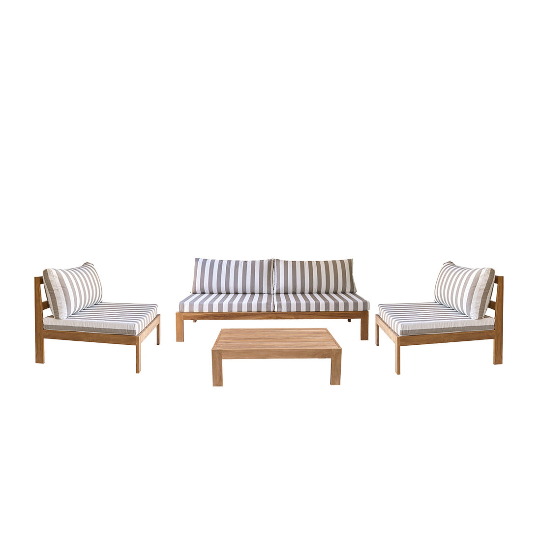 PALMA - Set di mobili da giardino basso in teak massello a righe