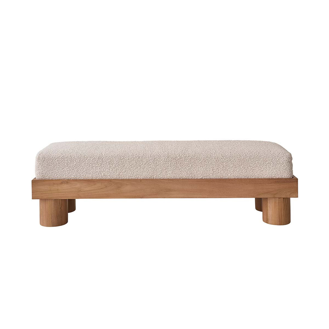 THÉODORE - Panca in teak massello e tessuto bouclé 140 cm