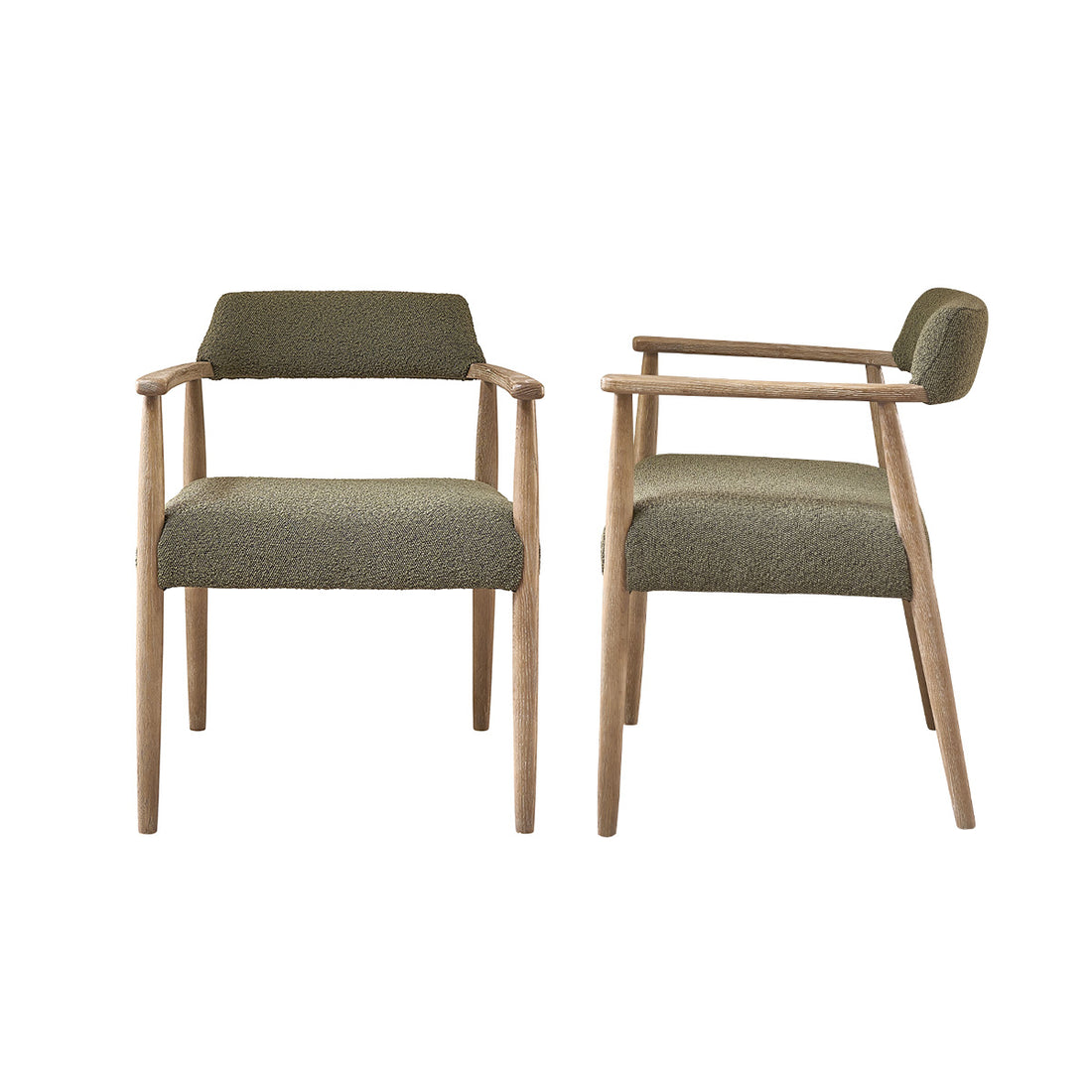 LUISA - Set di 2 sedie in rovere e tessuto bouclé kaki