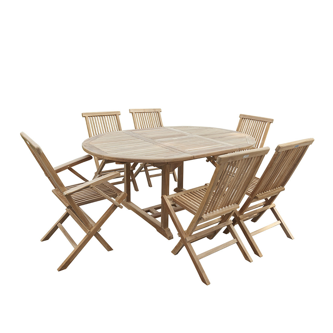 MIDLAND - Set di mobili da giardino in teak massello con tavolo allungabile 6/8 pers.