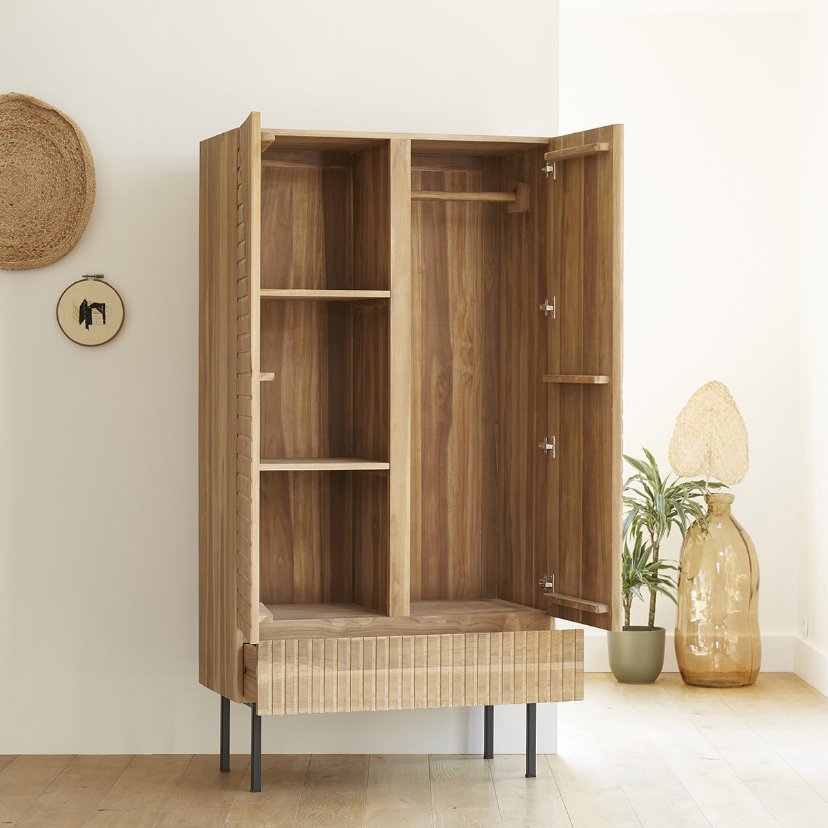 PORTLAND - Armadio in teak massello 95 cm