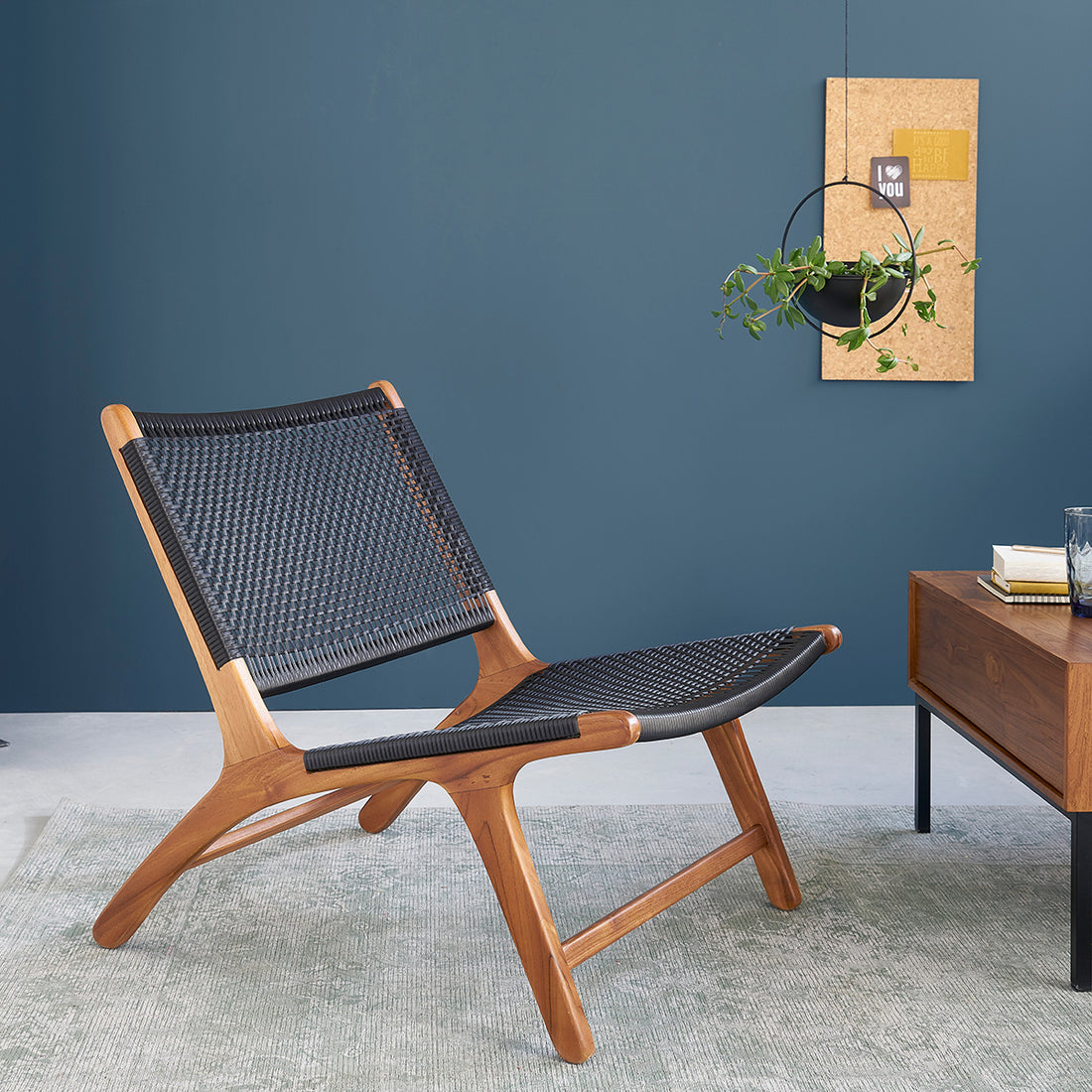 LINA - Poltrona in teak massello e tessuto intrecciato