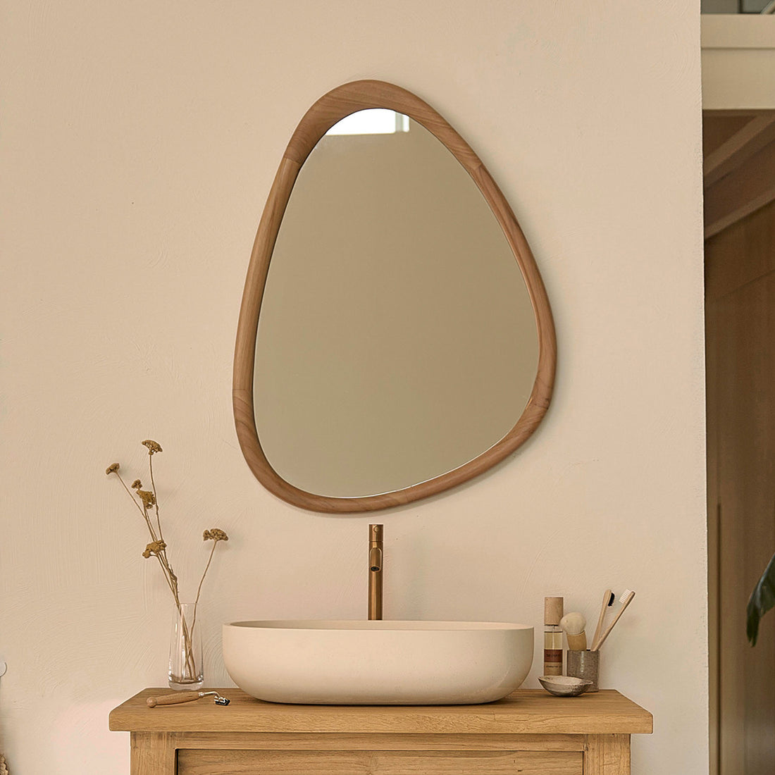 BELIZE - Specchio in teak massello 75x60 cm