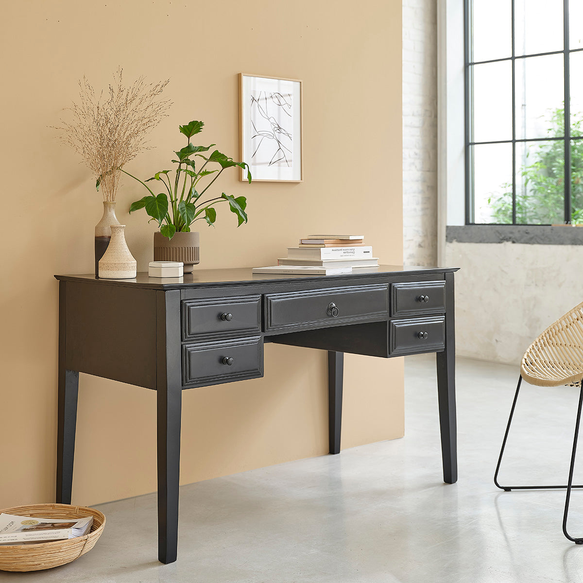 SOHO - Scrivania in legno massello di mango 130 cm