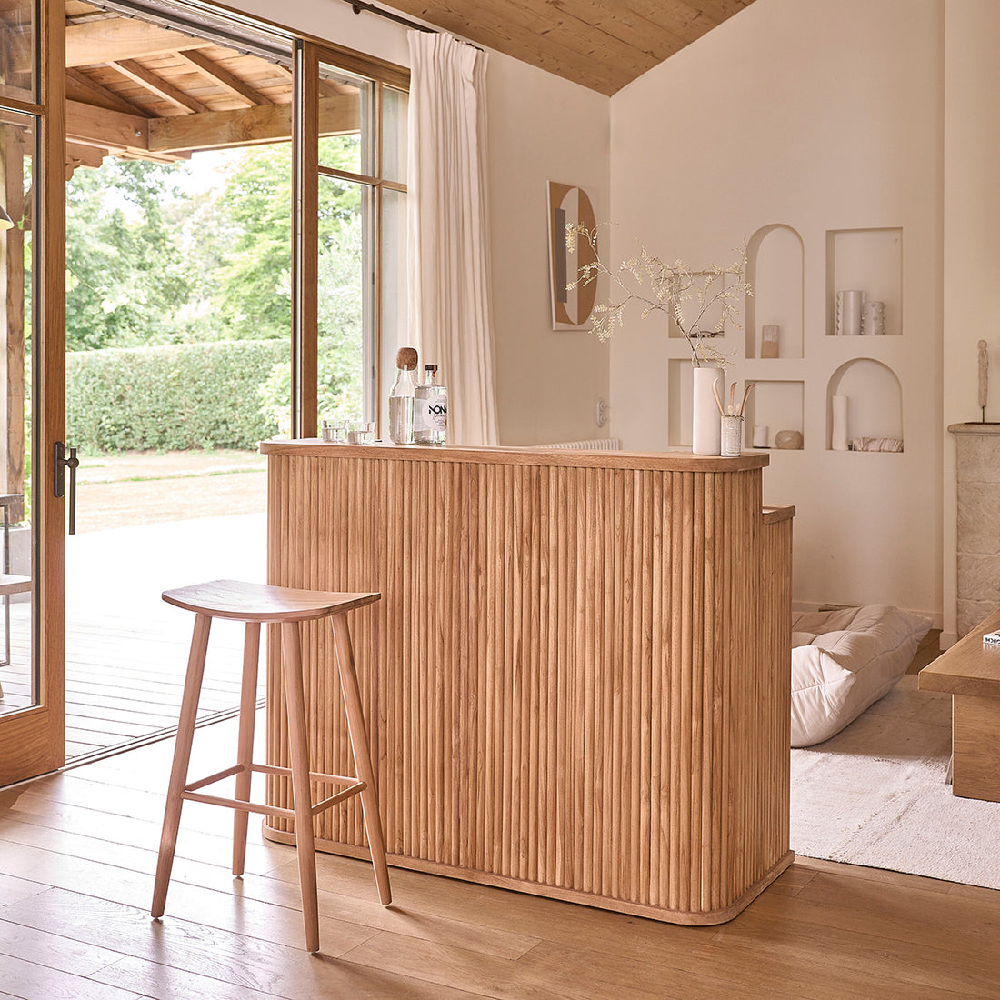 COLINE - Bar in teak massello 140 cm