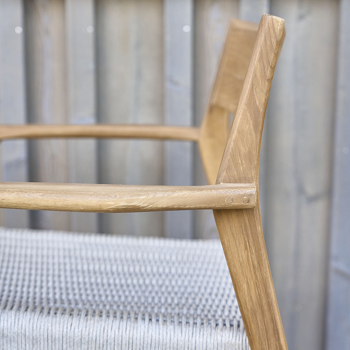 LIVIE - Poltrona da giardino in teak massello e corda beige