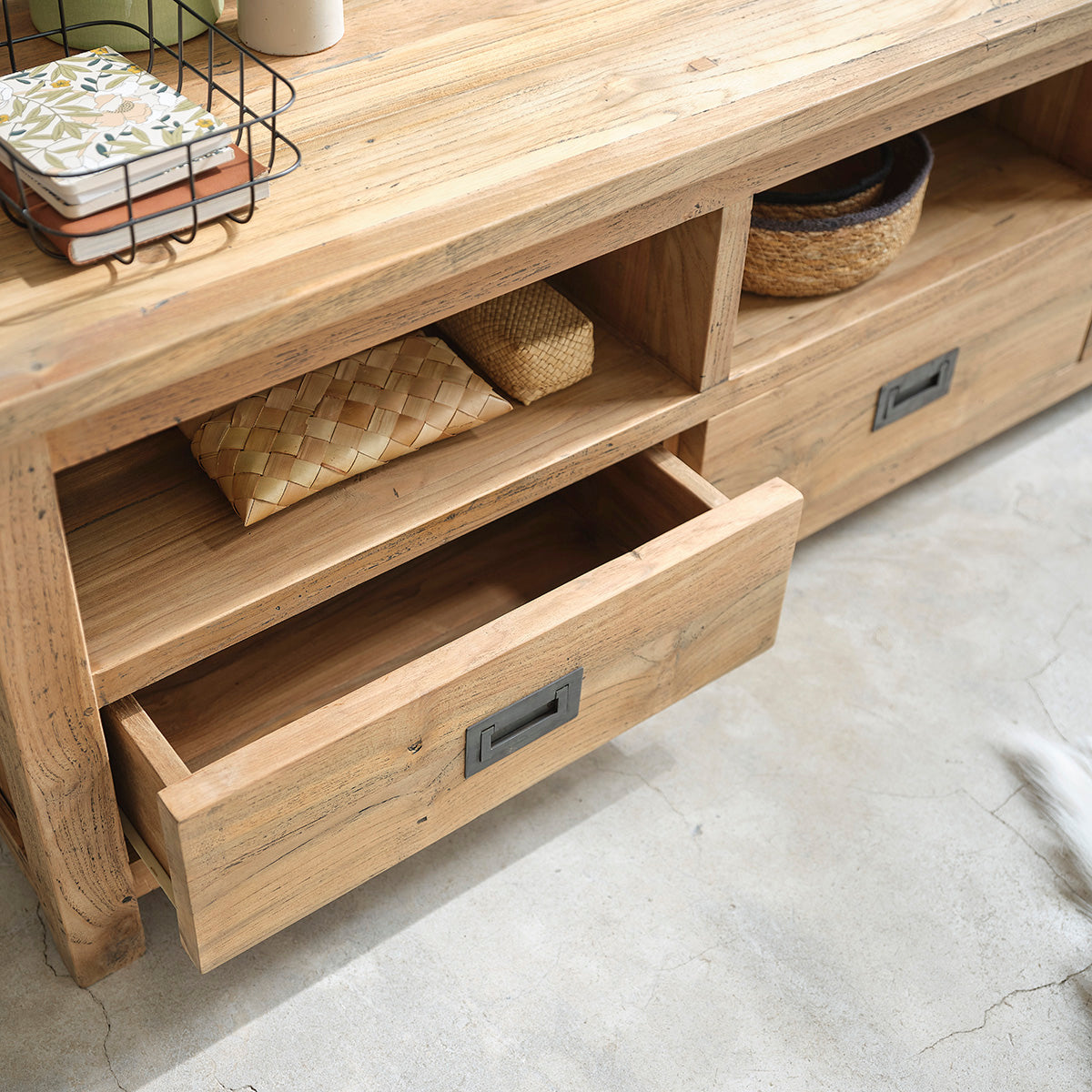 CARGO - Mobile TV in teak massello riciclato 160 cm