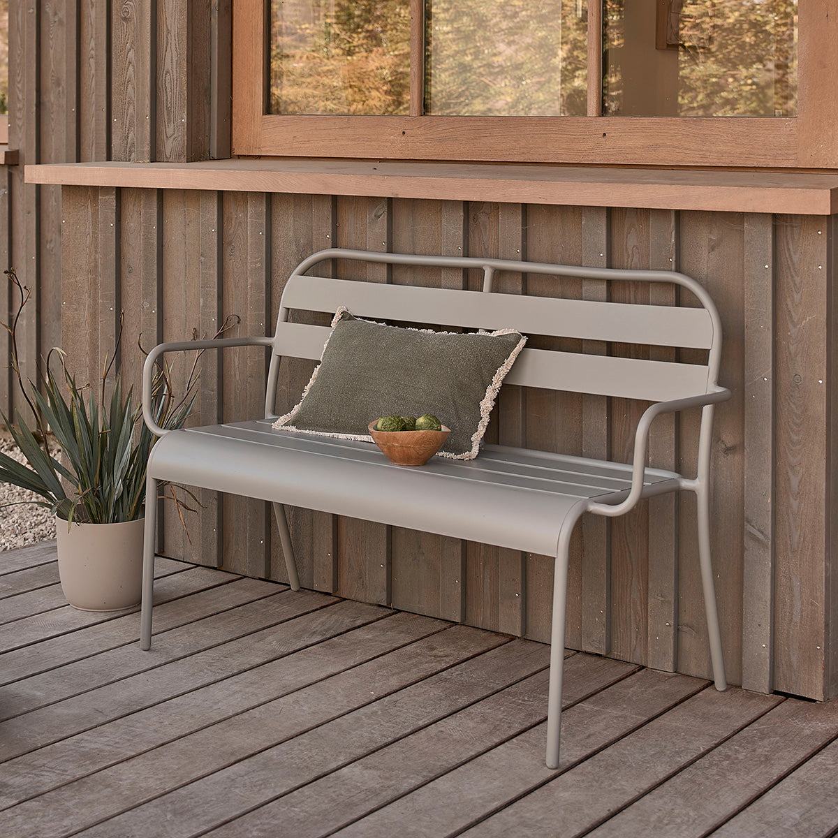 ZÉPHIR - Panca in alluminio grigio 118 cm