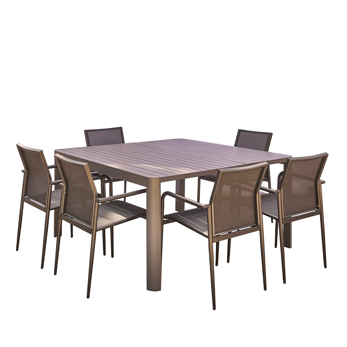 LAGON - Salotto da giardino allungabile in alluminio grigio 6/8 pers.