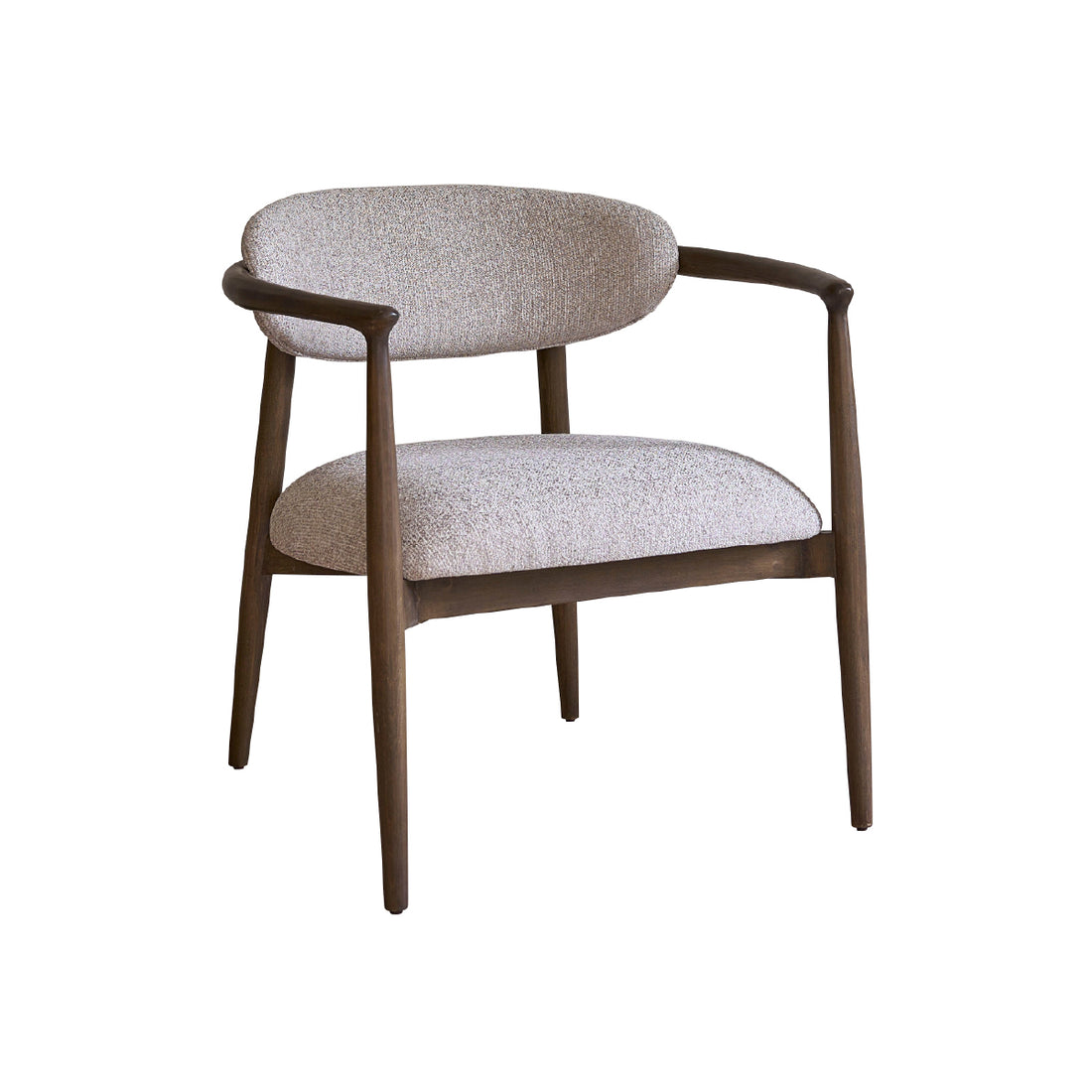 CÔME - Poltrona in legno massello con tessuto beige screziato