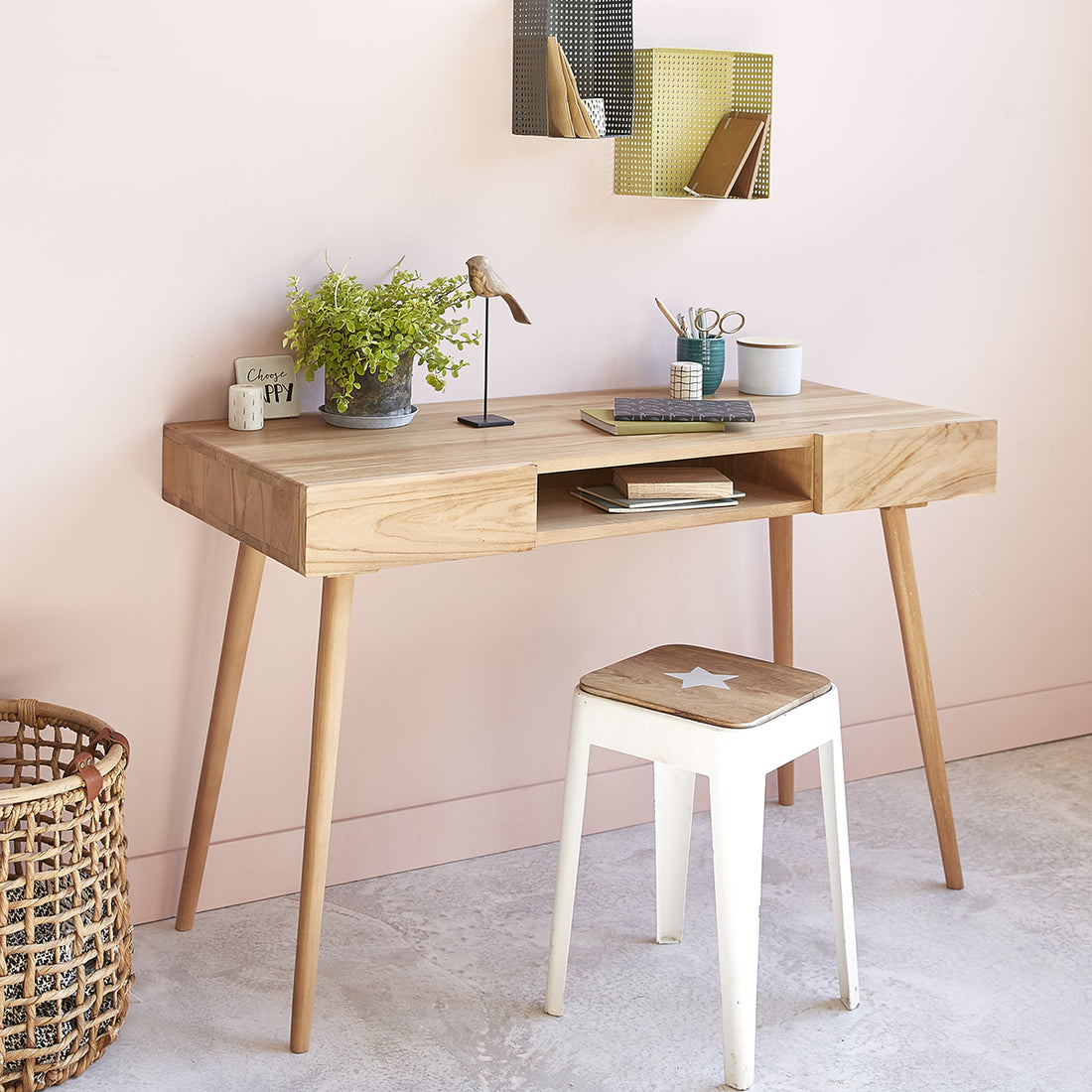 ISAURE - Scrivania in teak massello 120 cm