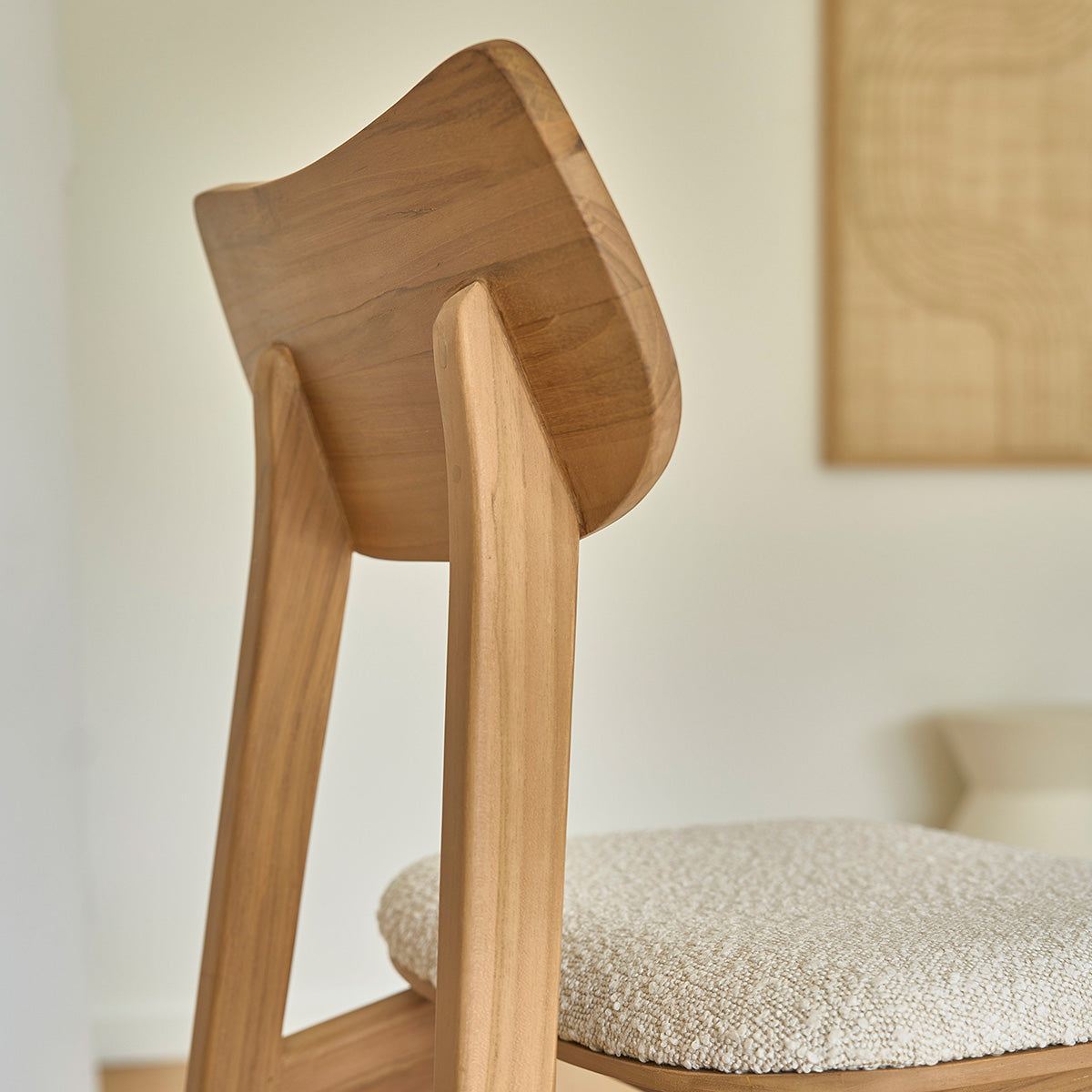 ADELE - Set di 2 sedie in teak massello con seduta bouclé