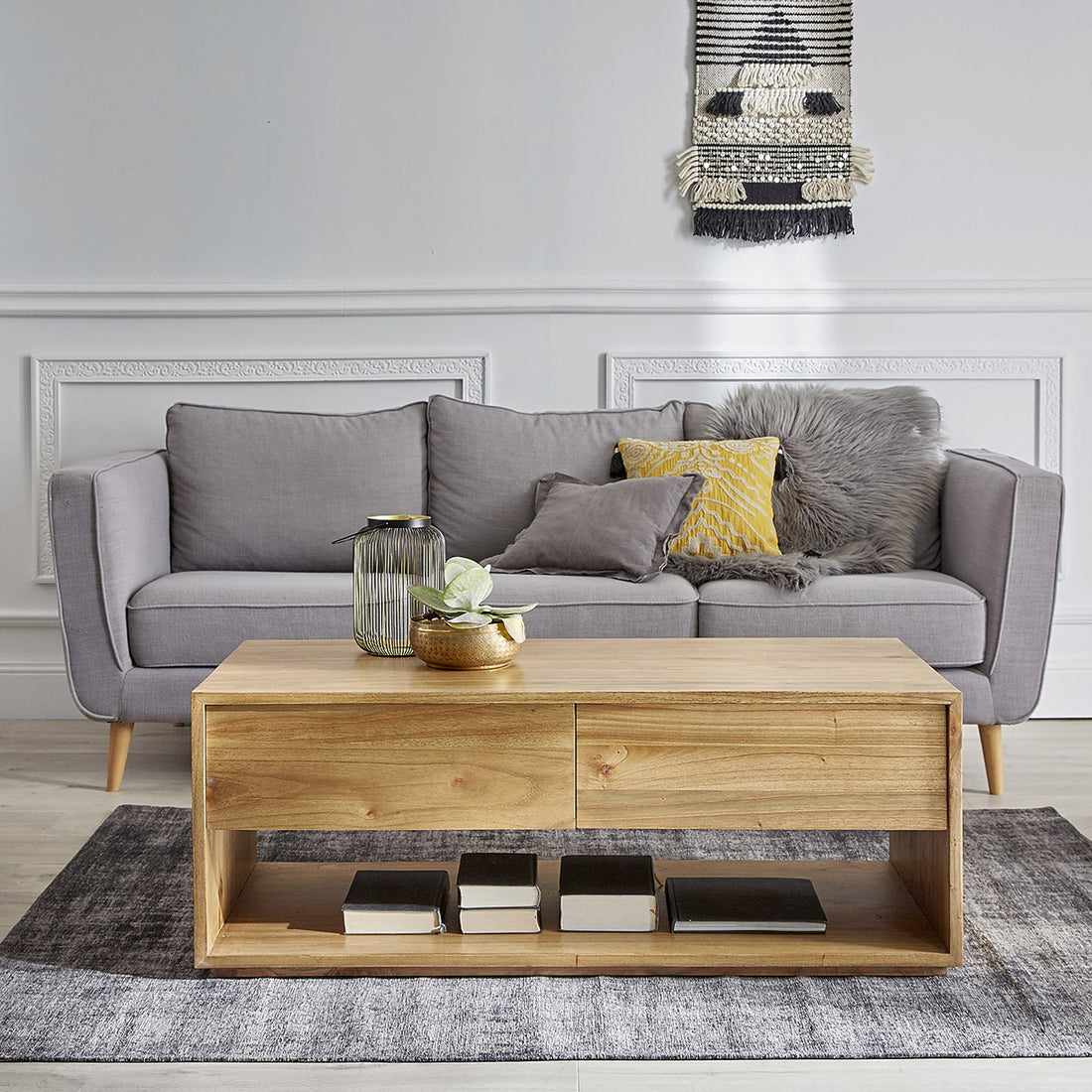 TILO - Tavolino in mindi massello 120 cm