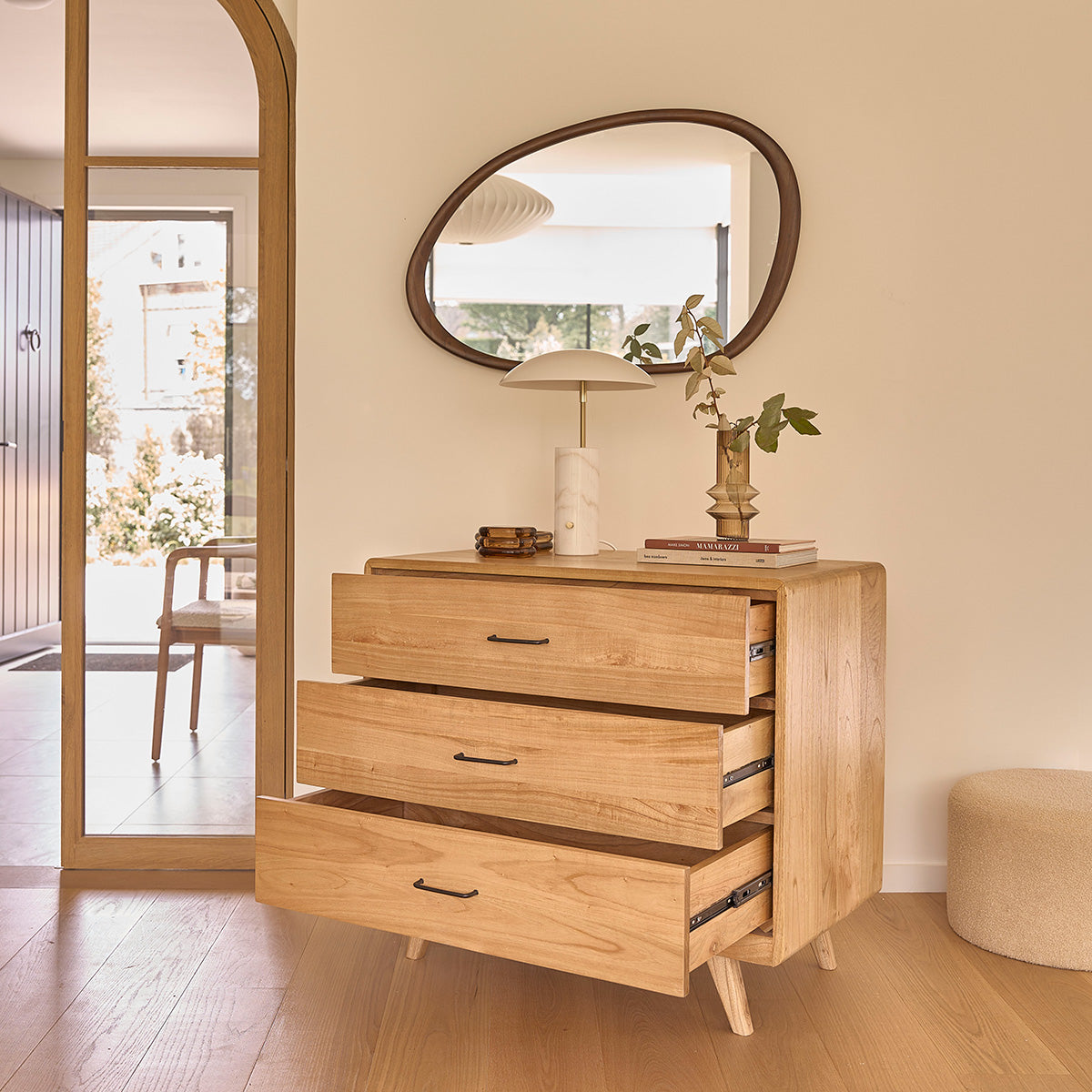 LEOPOLD - Cassettiera in mindi massello 90 cm