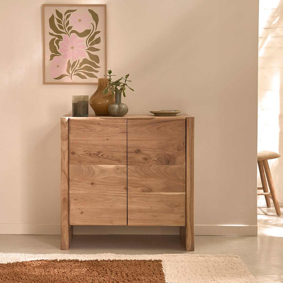 CALI - Credenza in acacia massiccia da 80 cm