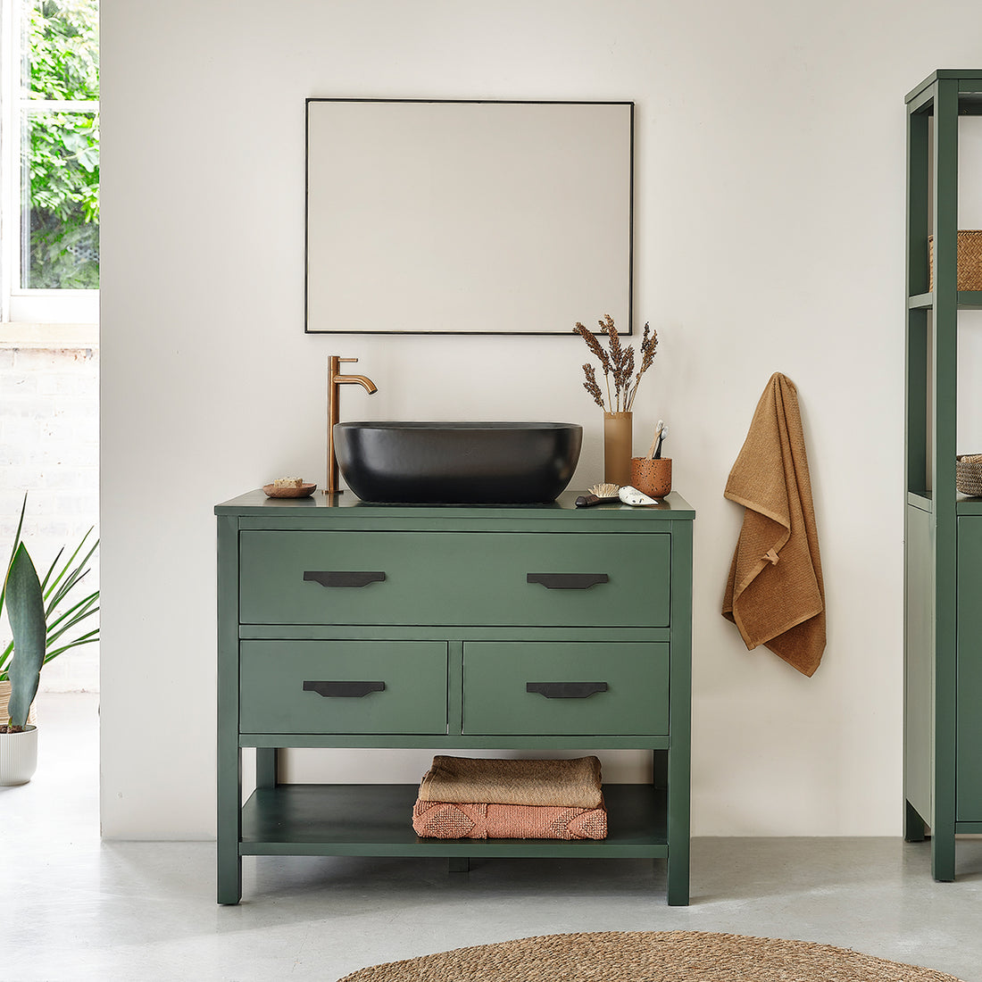 OLIVIA - Mobile sottolavabo in acacia massello 90 cm
