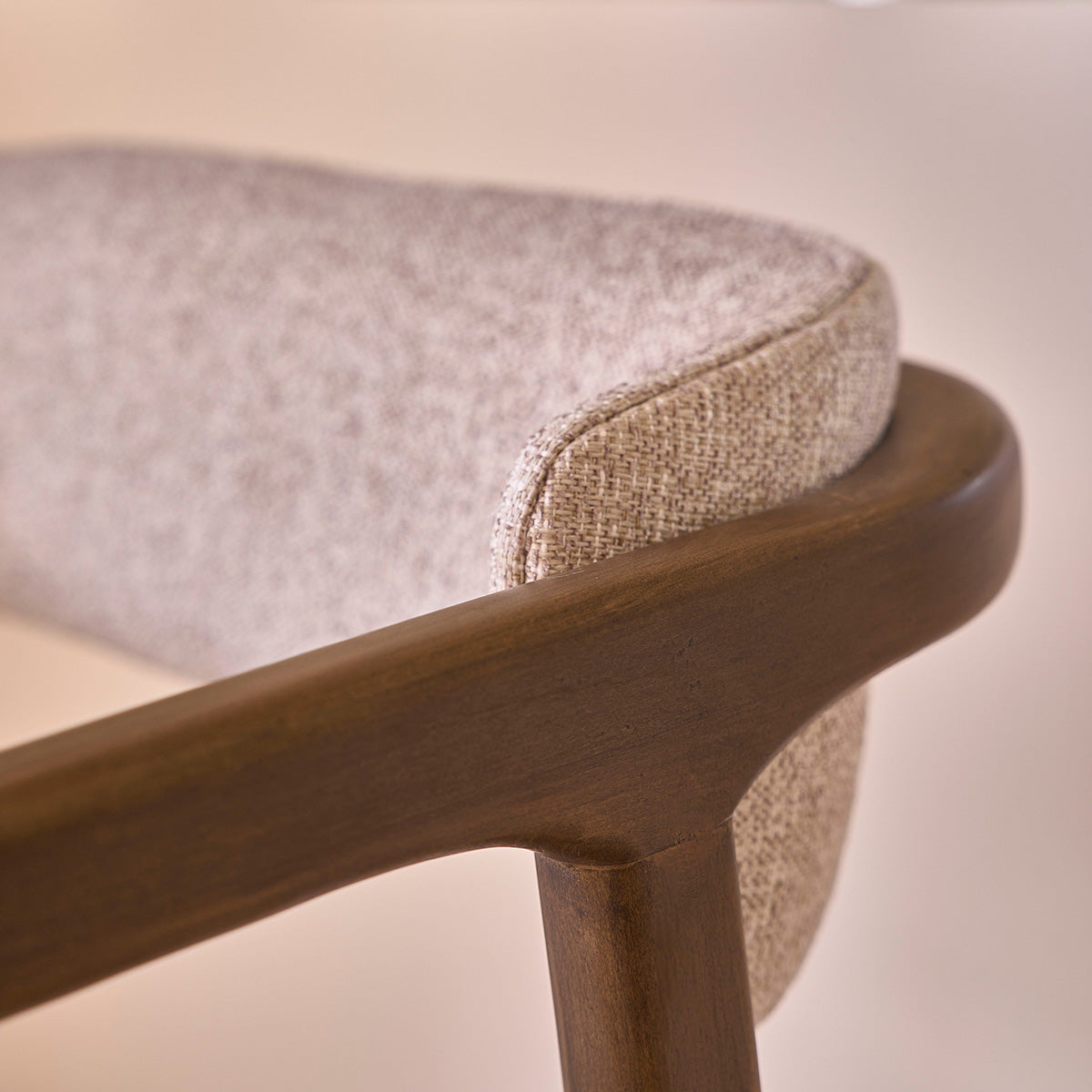 ÉLOI - Set di 2 sedie in legno massello con tessuto beige screziato